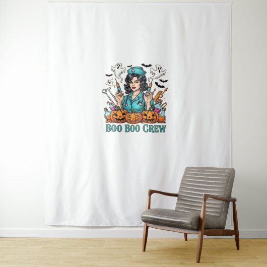 ボークルーハロウィーンナースとシリンジとパム タペストリー (インサイチュ)