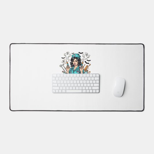 ボークルーハロウィーンナースとシリンジとパム デスクマット (キーボード&マウス)