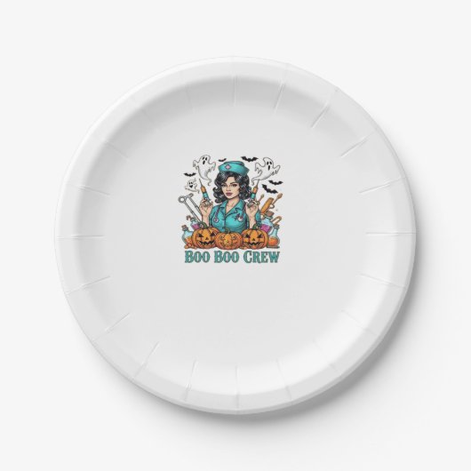 ボークルーハロウィーンナースとシリンジとパム ペーパープレート (正面)