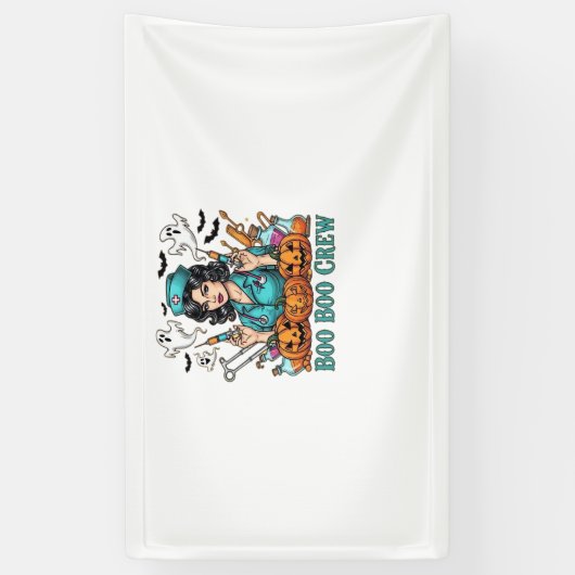 ボークルーハロウィーンナースとシリンジとパム 横断幕 (縦)