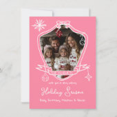 ボークレストハンドドロードドードルフォトクリスマスカード 招待状 (正面)