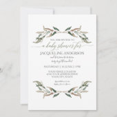 ボーシンプルイベビーシャワー水彩緑 招待状 (正面)