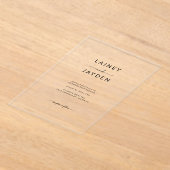 ボーシンプルエレガントド結婚スクリプ澄んト アクリル招待状 (レイダウン)