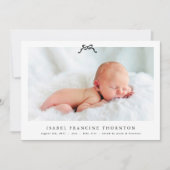ボーシンプルフエレガントフォトベビー誕生 案内状 (正面)