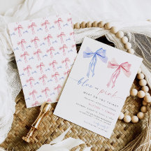 ボージェンダーリビール招待状ブルーピンクコケット