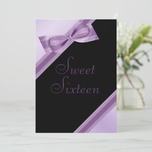 ボースタイリッシュフェイク&リボンスウィート16誕生日 招待状 (スタンド正面)