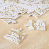 ボースタイリッシュホホワイト金ゴールドマンダラフローラ ジグソーパズル (側面)