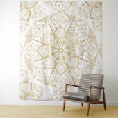 ボースタイリッシュホホワイト金ゴールドマンダラフローラ タペストリー (インサイチュ)