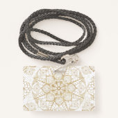 ボースタイリッシュホホワイト金ゴールドマンダラフローラ バッジ (裏面ランヤード)