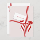 ボーストライプのフラット招待状カード 招待状 (正面/裏面)