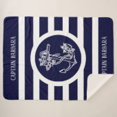 ボーストライプトいかり付き青航海の色の模様 シェルパブランケット (正面(横))