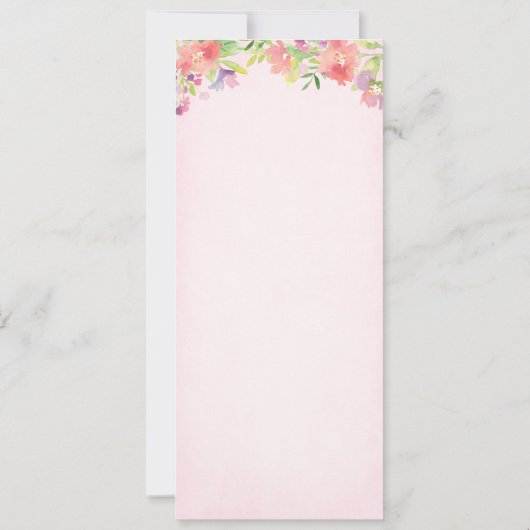 ボースペインのティゾピンクフローラバプテスマ招待状女の子 招待状 (裏面)