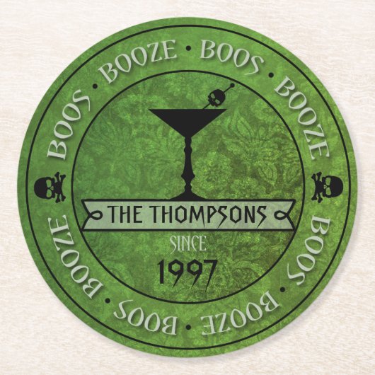 ボース&ブーズハロウィングリーンカスタム紙コースター ラウンドペーパーコースター (正面)