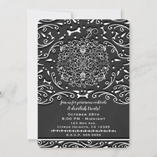 ボース&ブーゼヴィンテージチョークエレガントハローウィンパーティ 招待状 (裏面)