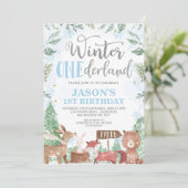ボーズウィンターオンダーランドウッドランドアニマルズ誕生日 招待状 (スタンド正面)