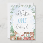 ボーズウィンターオンダーランドウッドランドアニマルズ誕生日 招待状 (裏面)