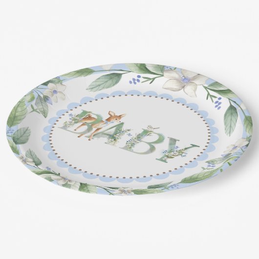 ボーズウッドランドディアベビーシャワー紙プレート ペーパープレート (アングル)