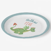 ボーズカワイグリーンドラゴン子供の誕生日 ペーパープレート (アングル)
