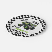 ボーズグリーンモンスタートラック誕生日 ペーパープレート (アングル)