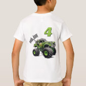 ボーズグリーン蛍光モンスタートラック誕生日 Tシャツ (裏面)