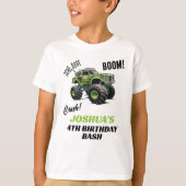 ボーズグリーン蛍光モンスタートラック誕生日 Tシャツ (正面)