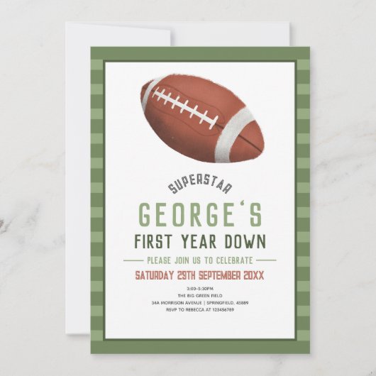 ボーズサッカースポーツファーストイヤー下誕生日 招待状 (正面)