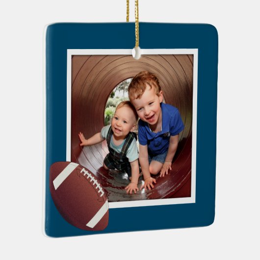 ボーズサッカーフォトクリスマスセラミックオーナメント セラミックオーナメント (右)