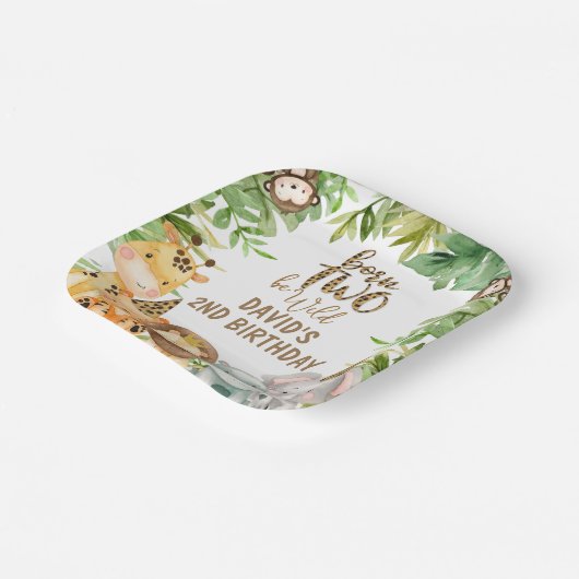 ボーズサファリアニマルツワイルド誕生日スクエアプレート ペーパープレート (傾斜あり)