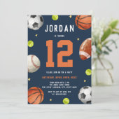 ボーズスポーツテーマネイビーオレンジバースデーパーティー 招待状 (スタンド正面)