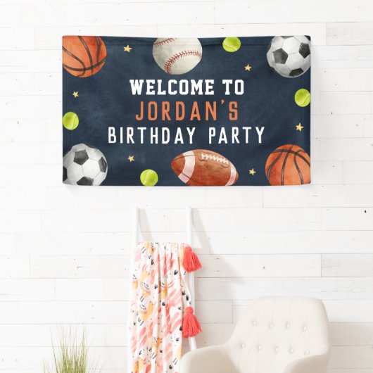 ボーズスポーツネイビー誕生日ウェルカムバナー 横断幕 (インサイチュ)