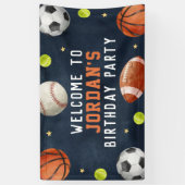 ボーズスポーツネイビー誕生日ウェルカムバナー 横断幕 (縦)