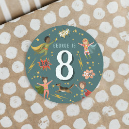 ボーズスーパーヒーローキッズエイジ誕生日 ラウンドシール