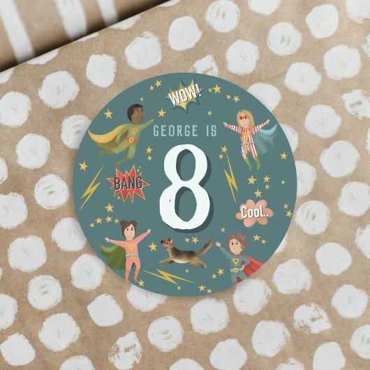 ボーズスーパーヒーローキッズエイジ誕生日 ラウンドシール