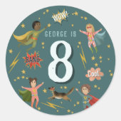 ボーズスーパーヒーローキッズエイジ誕生日 ラウンドシール (正面)