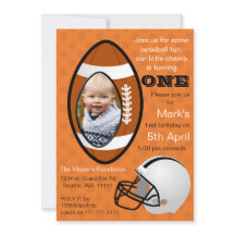 ボーズフットボールラグビー第1誕生日写真招待状