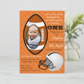 ボーズフットボールラグビー第1誕生日写真招待状 招待状 (スタンド正面)