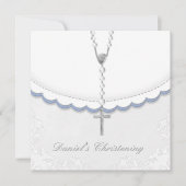 ボーズブルーとグレーの《キリスト教》洗礼式や命名式招待状 招待状 (正面)