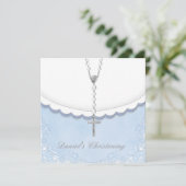 ボーズブルーとグレーの《キリスト教》洗礼式や命名式招待状 招待状 (スタンド正面)