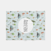 ボーズブルーフォレストベアキャンピングパターン名キッズ フリースブランケット (正面(横))