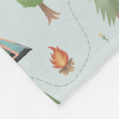 ボーズブルーフォレストベアキャンピングパターン名キッズ フリースブランケット (角)