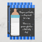 ボーズブルーベビーボトルベビーシャワー招待状 招待状 (正面/裏面)