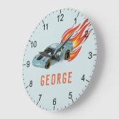 ボーズブルーホットフレイムス&レーシングカーキッズルーム ラージ壁時計 (傾斜)