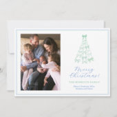 ボーズブルーモダングリーンメリークリスマスフォト シーズンカード (正面)