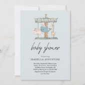 ボーズブルー回転木馬ベビーシャワー招待状 招待状 (正面)