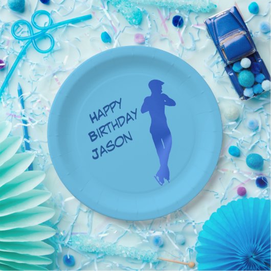 ボーズブルー姿スケートで滑るバースデーパーティープレート ペーパープレート (パーティー)
