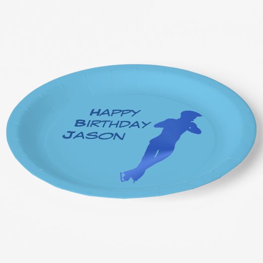 ボーズブルー姿スケートで滑るバースデーパーティープレート ペーパープレート (アングル)