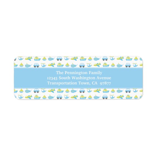 ボーズブルー旅行時間パーソナライズされた住所 シール (正面)