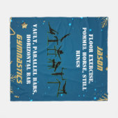 ボーズブルー金ゴールド冬体操パーソナライズされた フリースブランケット (正面(横))