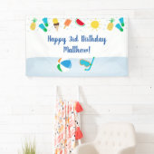 ボーズプールパーティーアイスクリームサンシャイン誕生日 横断幕 (インサイチュ)