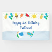 ボーズプールパーティーアイスクリームサンシャイン誕生日 横断幕 (横)